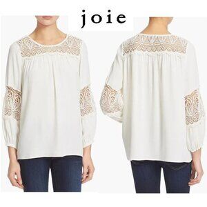 JOIE - Ivory "Coastal" lace inset blouse